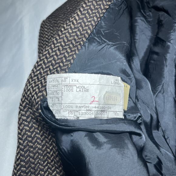 Vintage Joseph Abboud Size 48L Brown Blazer 100% Wool Sport Coat Union Made USA - Picture 7 of 16